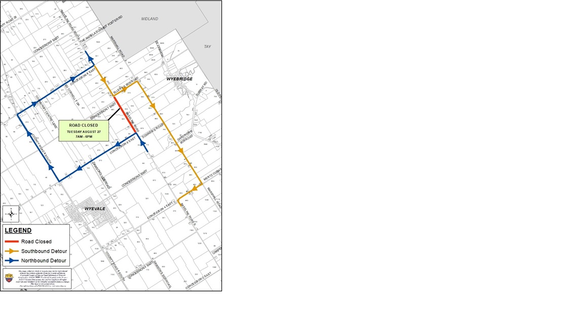 Road Closed - Baseline Road north Con 6