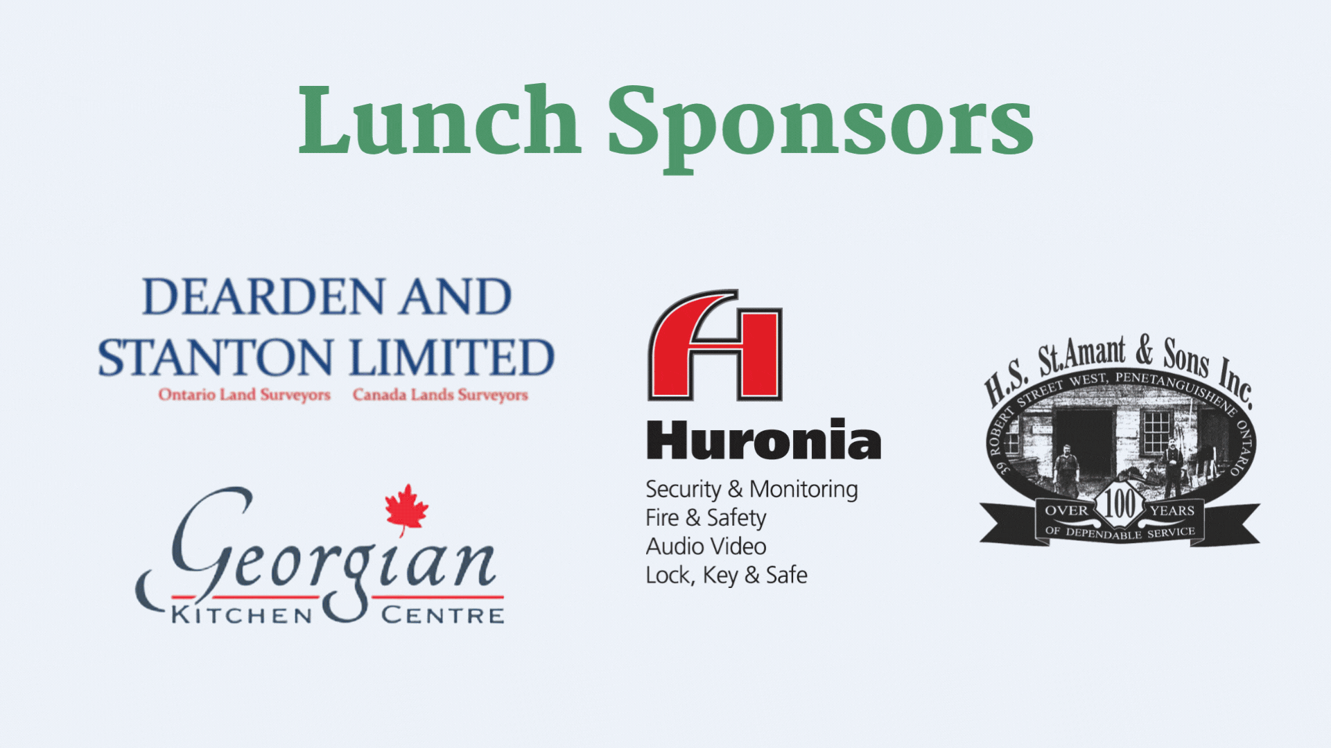 Sponsor logos for the golf tournament on a rotating blue background.