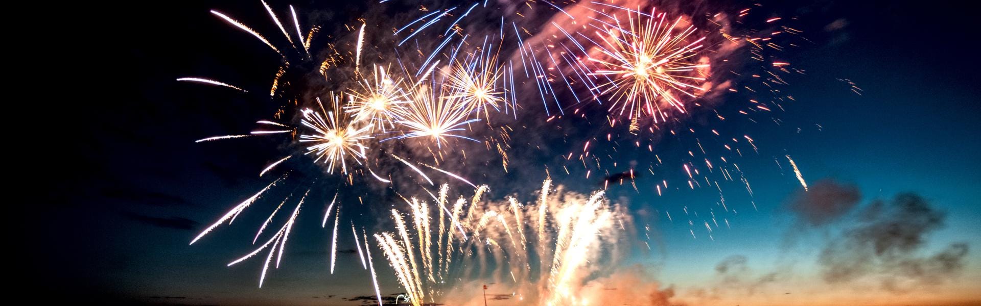 Fireworks display over the water 