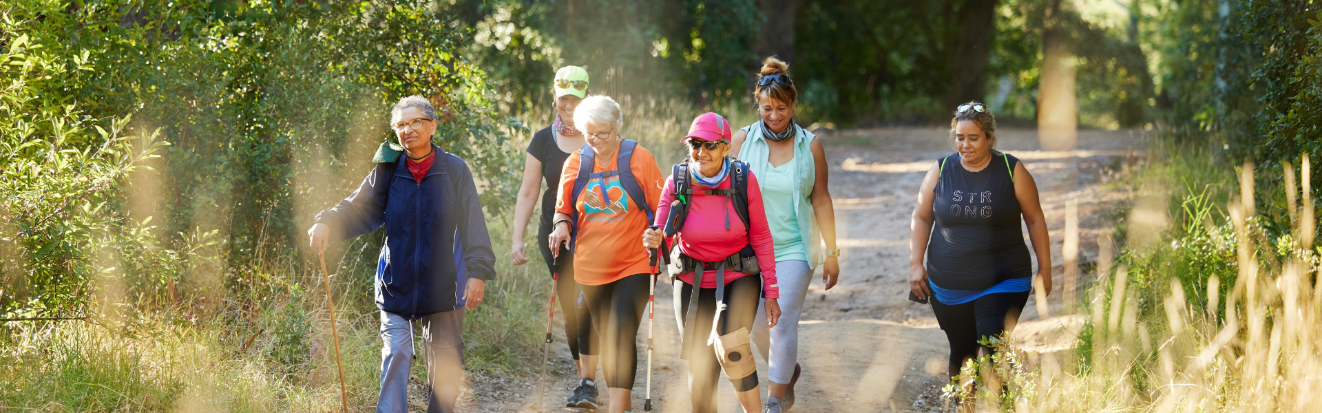 A group of seniors hiking.