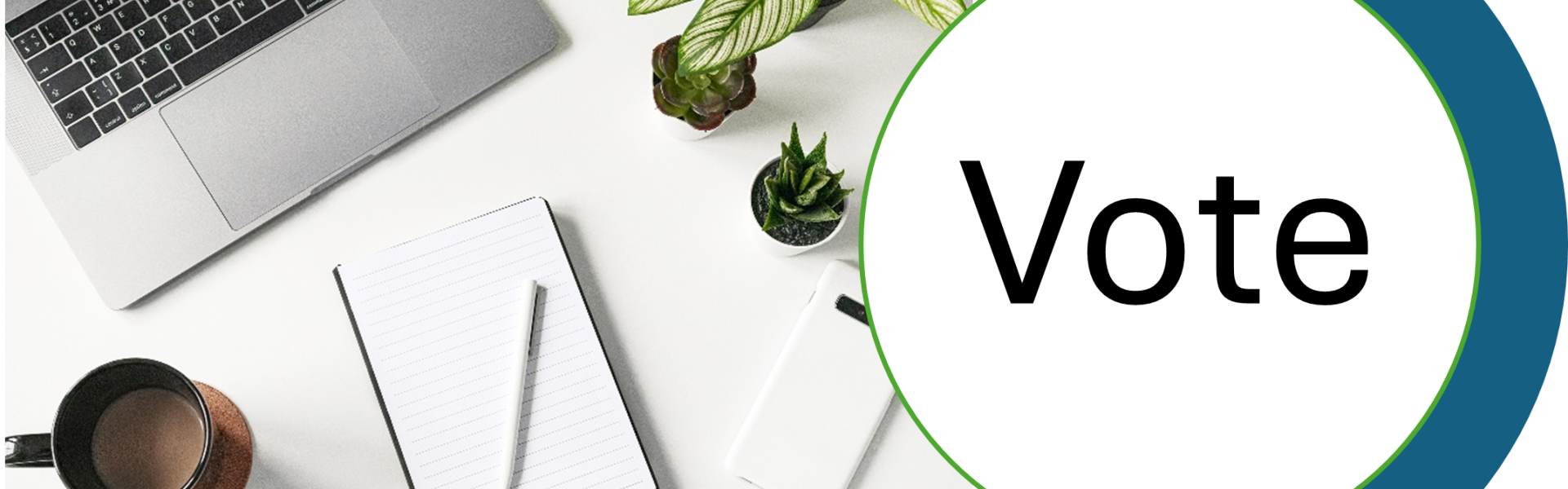 Picture with computer and phone and words