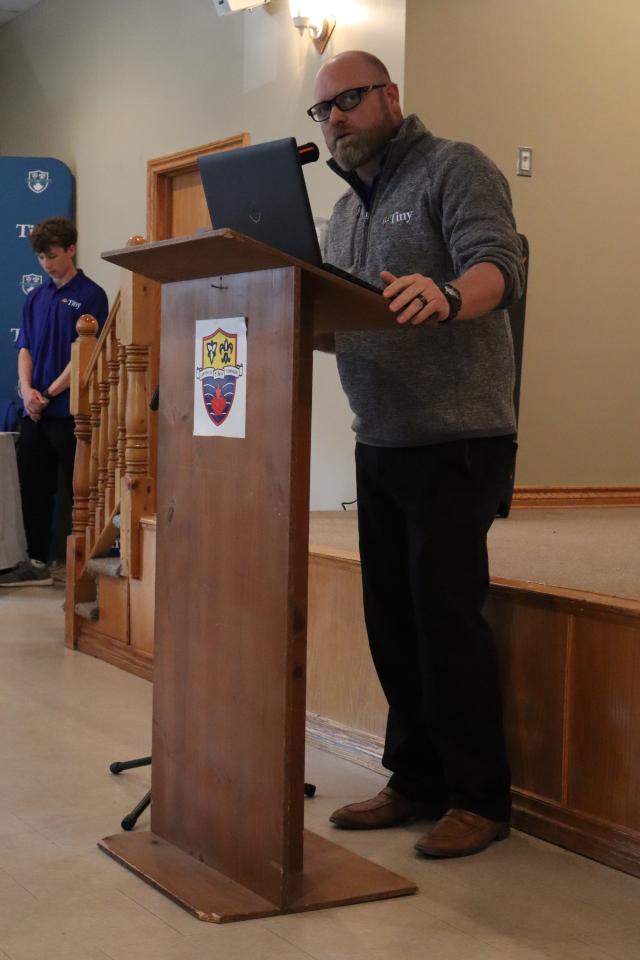 Director of Recreation and Special Events, Josh Pallas, providing an update on Tiny's Local Aging Plan at the Senior Symposium