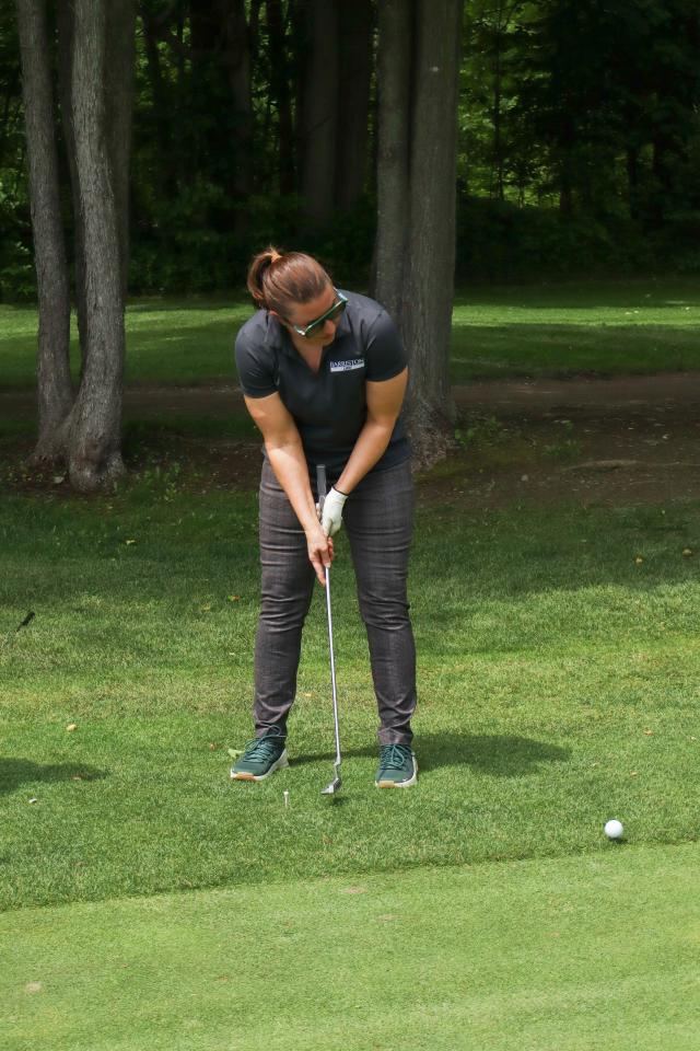 A woman putting