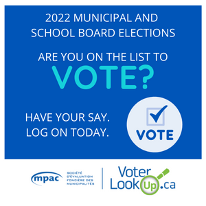 2022 Municipal and School Board Elections link to voterlookup.ca