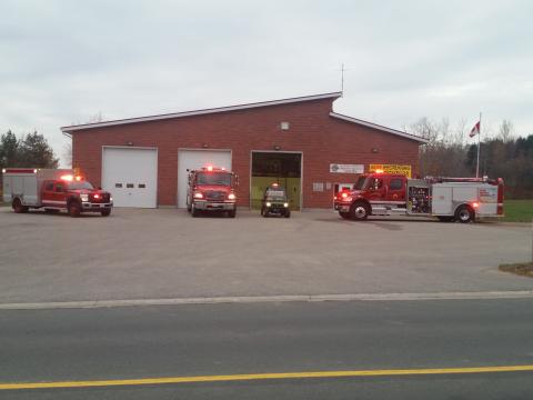 Fire Trucks in front of Fire Department 