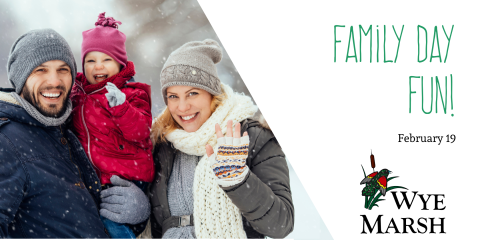 image of young family dressed up in winter gear with the text family fun day