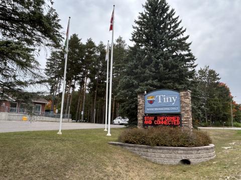 image of the township of tiny LED Sign outside the township office 