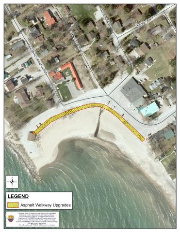 map indicating the walkway upgrades at Balm Beach between the parking area and the beach
