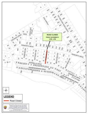 image of a temporary lane closure notice for Sunburn Road in the Township of Tiny