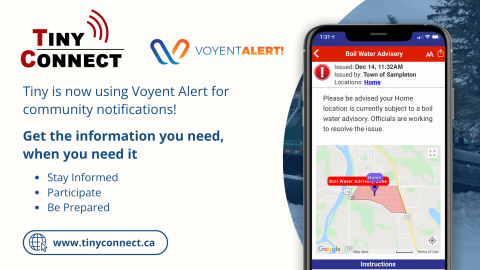banner introducing voyent alert as the township's new notification service provider
