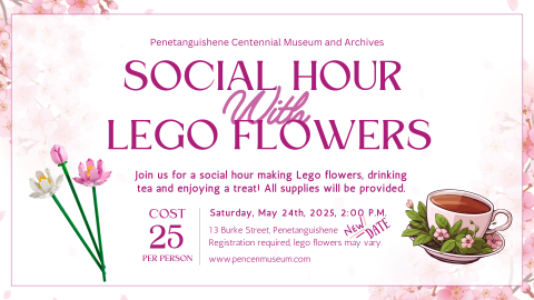 social hour making lego flours at the penetanguishene museum