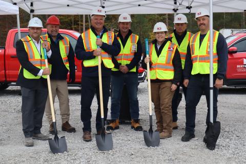 Council are joined Bill Lett of Unity Design Studio, Lisa Bertram of Bertram Construction for a photo of the ground breaking of the TTAC. Mayor Evans, Bill Lett and Lisa Bertram are holding shovels as they officially break ground.
