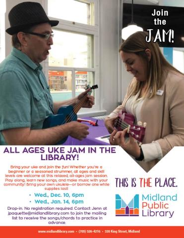 two people playing ukeleles