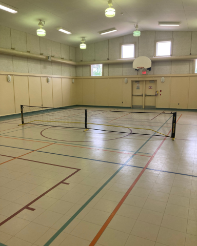 A view of the pickleball court in the Wyebridge Community Centre, Gymnasium.