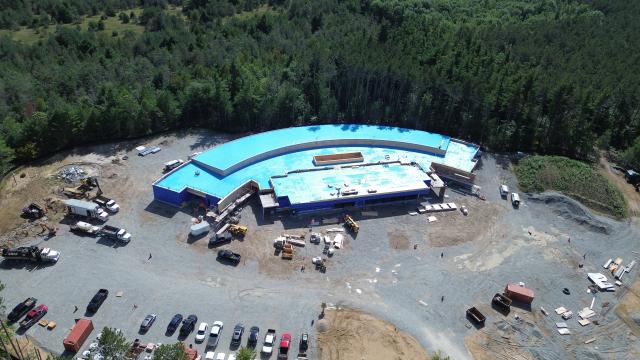 An aerial view from September 18, 2026 of the new Township of Tiny Administrative Centre under construction. 
